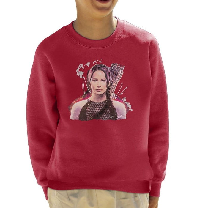 Sidney Maurer Original Portrait Of Jennifer Lawrence Hunger Games Kids Sweatshirt - Kids Boys Sweatshirt