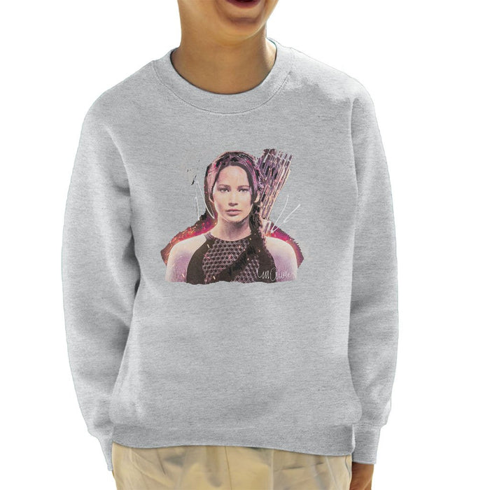 Sidney Maurer Original Portrait Of Jennifer Lawrence Hunger Games Kids Sweatshirt - Kids Boys Sweatshirt
