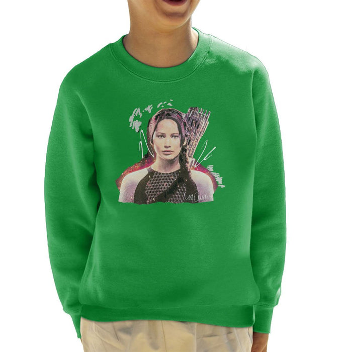 Sidney Maurer Original Portrait Of Jennifer Lawrence Hunger Games Kids Sweatshirt - Kids Boys Sweatshirt