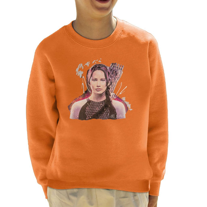 Sidney Maurer Original Portrait Of Jennifer Lawrence Hunger Games Kids Sweatshirt - Kids Boys Sweatshirt