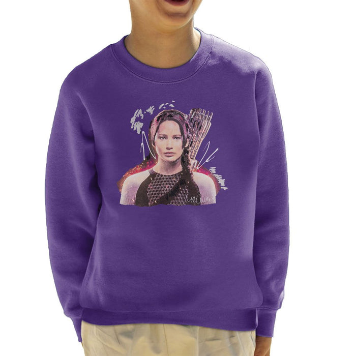 Sidney Maurer Original Portrait Of Jennifer Lawrence Hunger Games Kids Sweatshirt - Kids Boys Sweatshirt