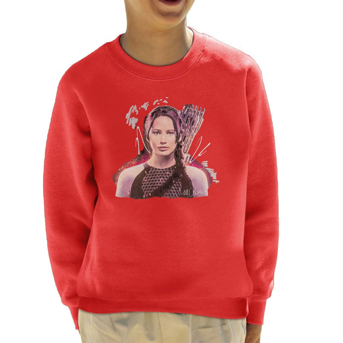 Sidney Maurer Original Portrait Of Jennifer Lawrence Hunger Games Kids Sweatshirt - Kids Boys Sweatshirt