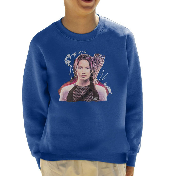 Sidney Maurer Original Portrait Of Jennifer Lawrence Hunger Games Kids Sweatshirt - Kids Boys Sweatshirt