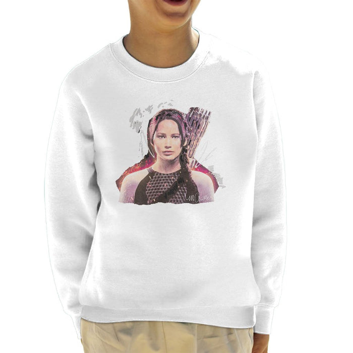 Sidney Maurer Original Portrait Of Jennifer Lawrence Hunger Games Kids Sweatshirt - Kids Boys Sweatshirt
