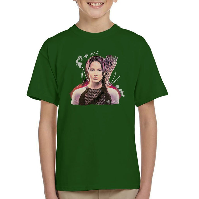 Sidney Maurer Original Portrait Of Jennifer Lawrence Hunger Games Kids T-Shirt - Kids Boys T-Shirt