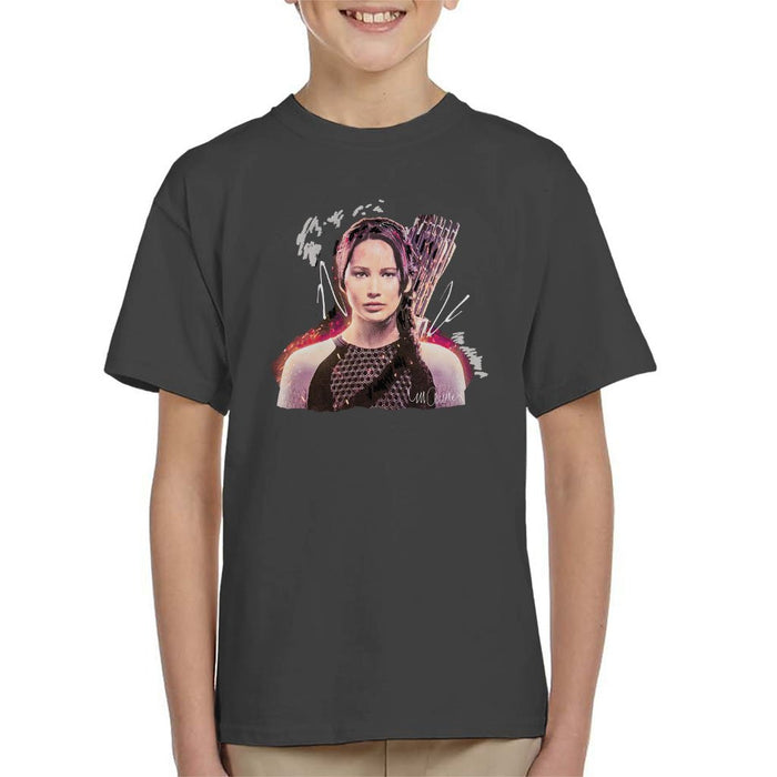 Sidney Maurer Original Portrait Of Jennifer Lawrence Hunger Games Kids T-Shirt - Kids Boys T-Shirt