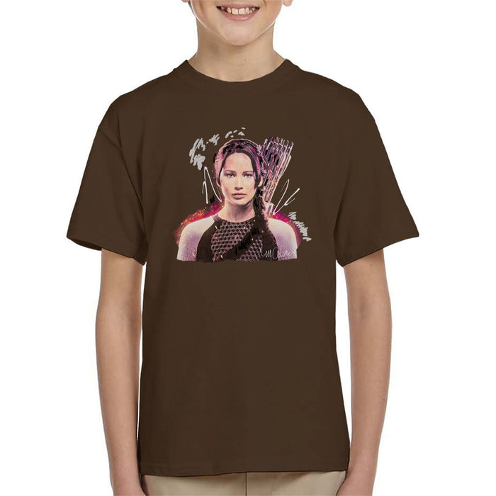 Sidney Maurer Original Portrait Of Jennifer Lawrence Hunger Games Kids T-Shirt - Kids Boys T-Shirt