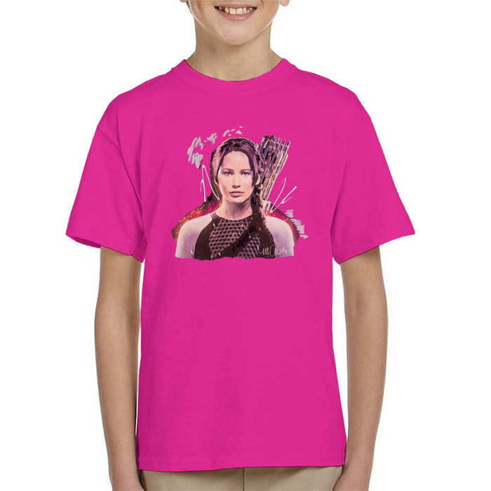 Sidney Maurer Original Portrait Of Jennifer Lawrence Hunger Games Kids T-Shirt - Kids Boys T-Shirt