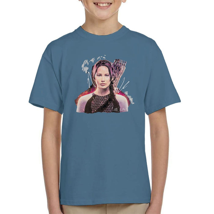 Sidney Maurer Original Portrait Of Jennifer Lawrence Hunger Games Kids T-Shirt - Kids Boys T-Shirt