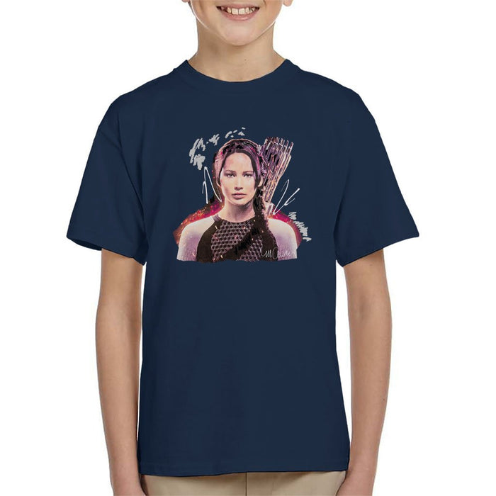 Sidney Maurer Original Portrait Of Jennifer Lawrence Hunger Games Kids T-Shirt - Kids Boys T-Shirt