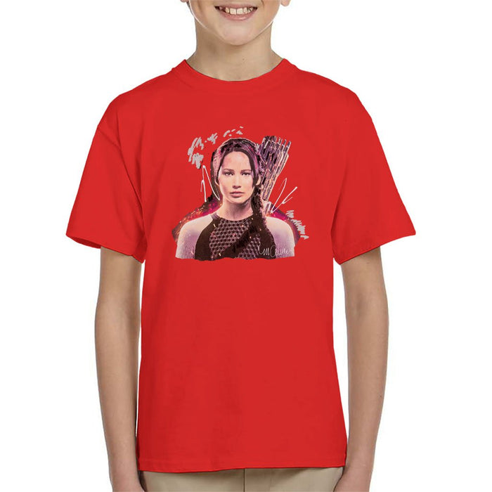 Sidney Maurer Original Portrait Of Jennifer Lawrence Hunger Games Kids T-Shirt - Kids Boys T-Shirt