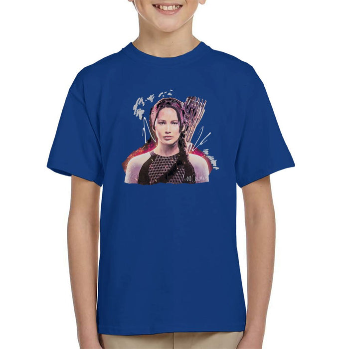 Sidney Maurer Original Portrait Of Jennifer Lawrence Hunger Games Kids T-Shirt - Kids Boys T-Shirt