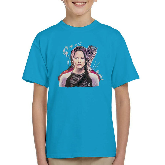 Sidney Maurer Original Portrait Of Jennifer Lawrence Hunger Games Kids T-Shirt - Kids Boys T-Shirt