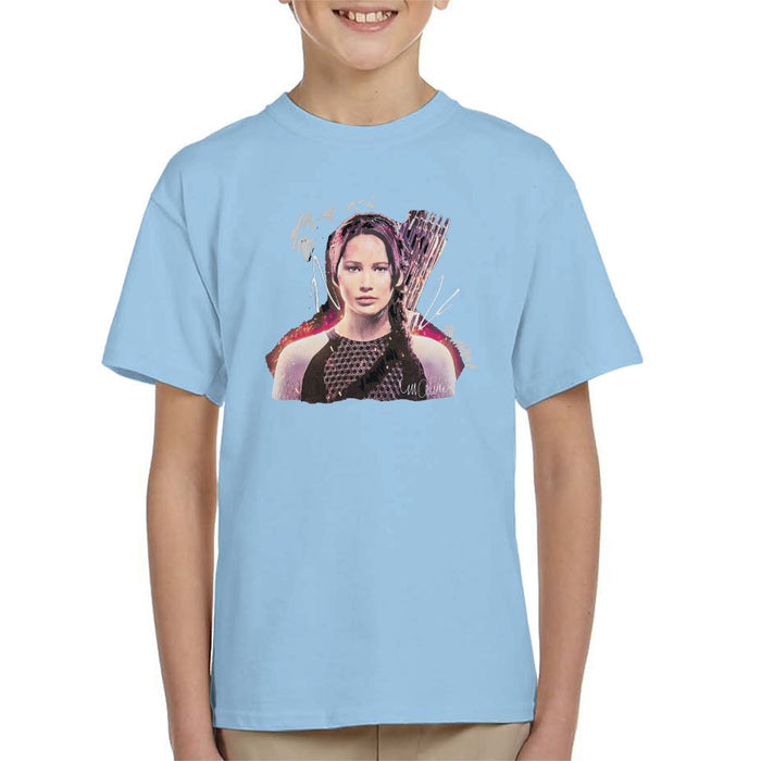 Sidney Maurer Original Portrait Of Jennifer Lawrence Hunger Games Kids T-Shirt - Kids Boys T-Shirt