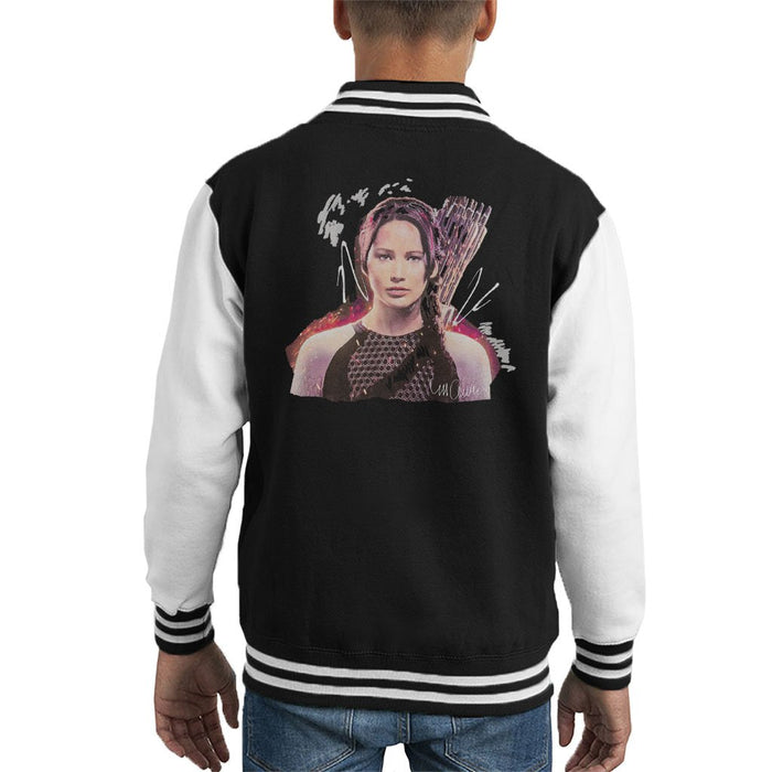 Sidney Maurer Original Portrait Of Jennifer Lawrence Hunger Games Kids Varsity Jacket - Kids Boys Varsity Jacket