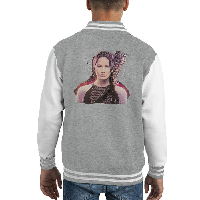 Sidney Maurer Original Portrait Of Jennifer Lawrence Hunger Games Kids Varsity Jacket - Kids Boys Varsity Jacket