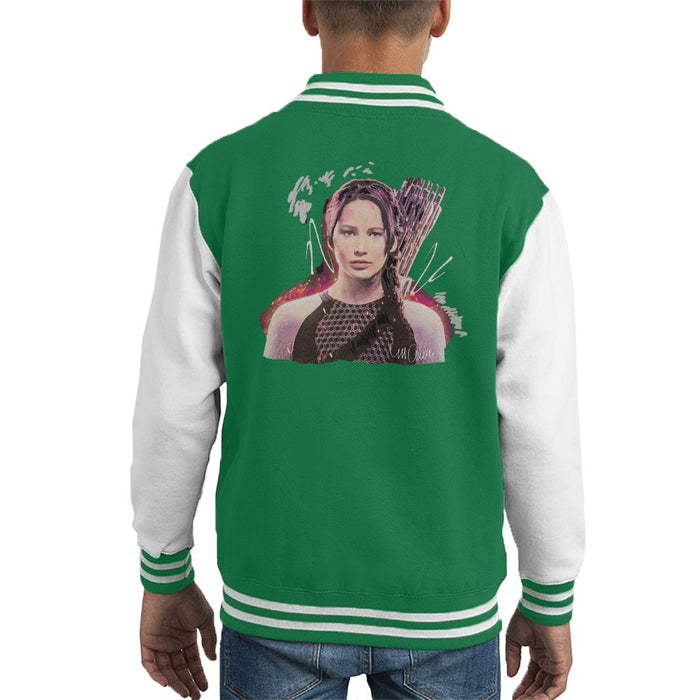 Sidney Maurer Original Portrait Of Jennifer Lawrence Hunger Games Kids Varsity Jacket - Kids Boys Varsity Jacket