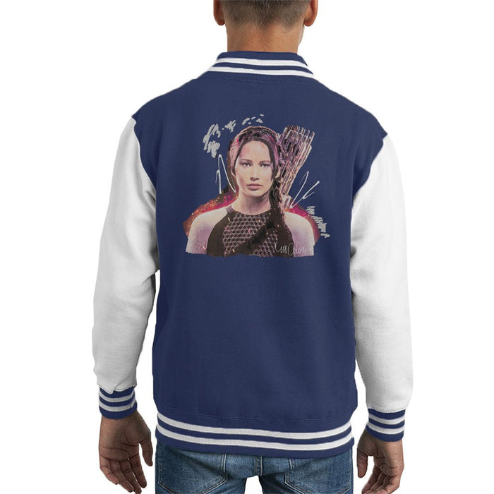Sidney Maurer Original Portrait Of Jennifer Lawrence Hunger Games Kids Varsity Jacket - Kids Boys Varsity Jacket