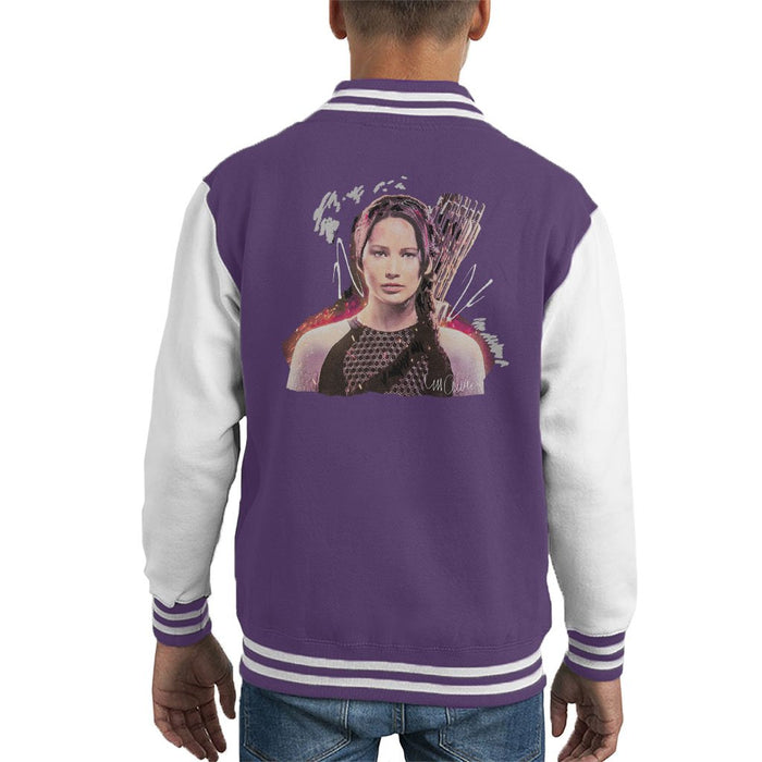 Sidney Maurer Original Portrait Of Jennifer Lawrence Hunger Games Kids Varsity Jacket - Kids Boys Varsity Jacket