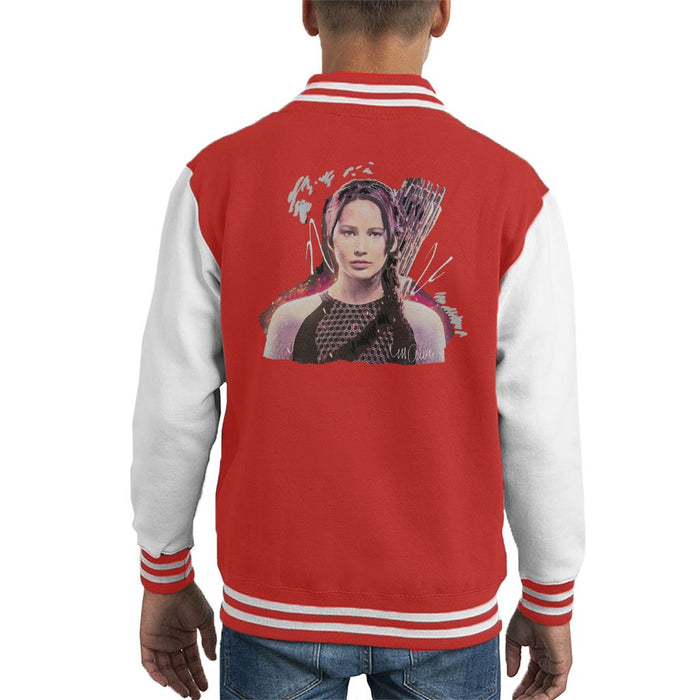Sidney Maurer Original Portrait Of Jennifer Lawrence Hunger Games Kids Varsity Jacket - Kids Boys Varsity Jacket