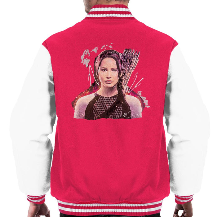 Sidney Maurer Original Portrait Of Jennifer Lawrence Hunger Games Mens Varsity Jacket - Mens Varsity Jacket