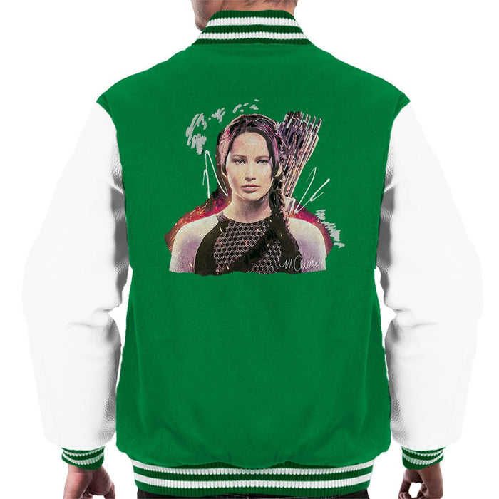 Sidney Maurer Original Portrait Of Jennifer Lawrence Hunger Games Mens Varsity Jacket - Mens Varsity Jacket