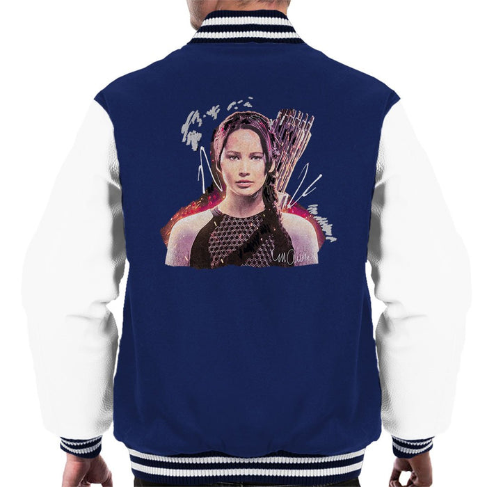 Sidney Maurer Original Portrait Of Jennifer Lawrence Hunger Games Mens Varsity Jacket - Mens Varsity Jacket