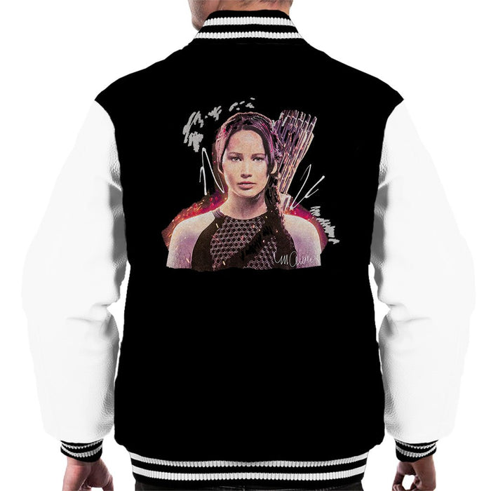 Sidney Maurer Original Portrait Of Jennifer Lawrence Hunger Games Mens Varsity Jacket - Mens Varsity Jacket