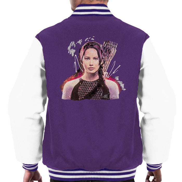 Sidney Maurer Original Portrait Of Jennifer Lawrence Hunger Games Mens Varsity Jacket - Mens Varsity Jacket