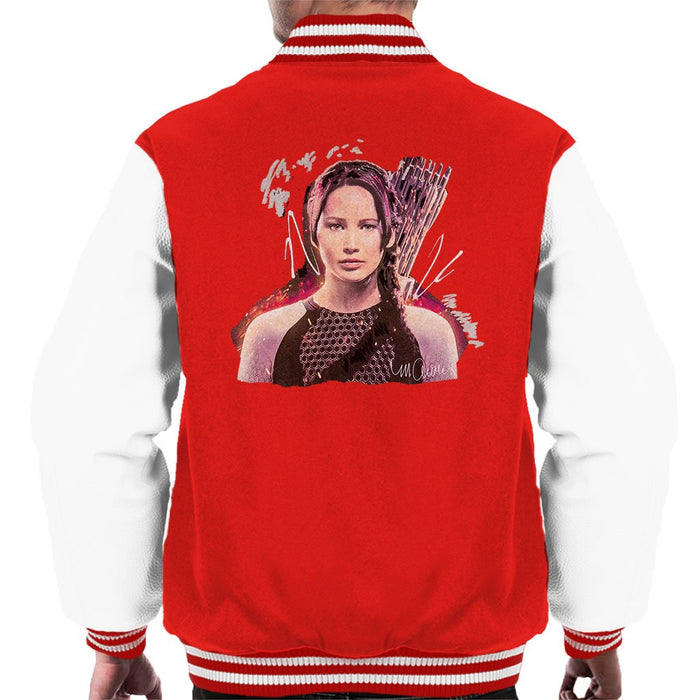 Sidney Maurer Original Portrait Of Jennifer Lawrence Hunger Games Mens Varsity Jacket - Mens Varsity Jacket