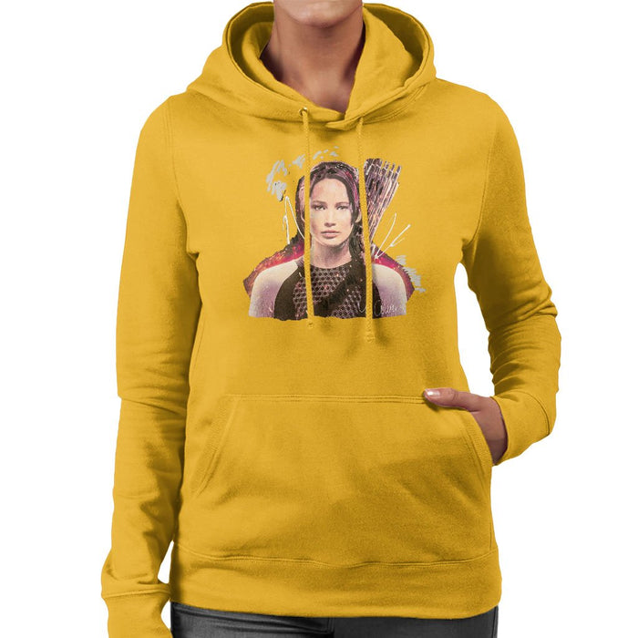 Sidney Maurer Original Portrait Of Jennifer Lawrence Hunger Games Womens Hooded Sweatshirt - Womens Hooded Sweatshirt
