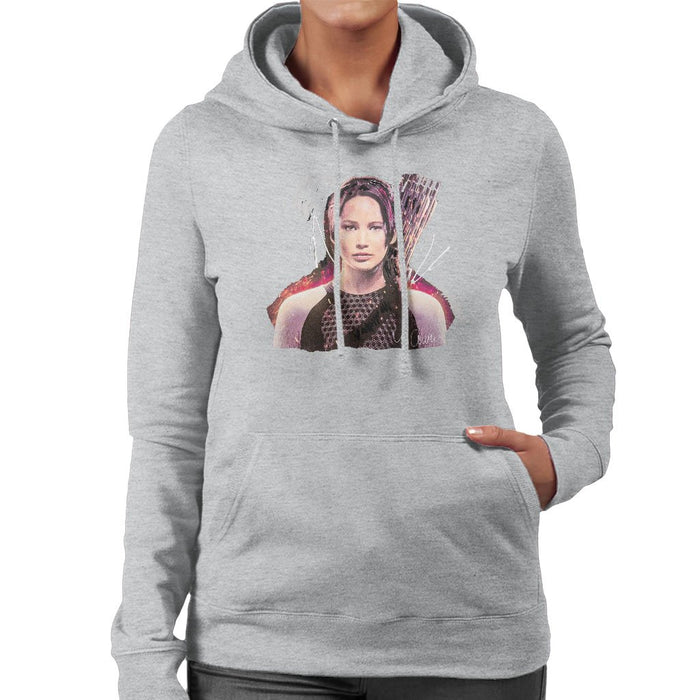 Sidney Maurer Original Portrait Of Jennifer Lawrence Hunger Games Womens Hooded Sweatshirt - Womens Hooded Sweatshirt