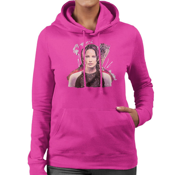 Sidney Maurer Original Portrait Of Jennifer Lawrence Hunger Games Womens Hooded Sweatshirt - Womens Hooded Sweatshirt