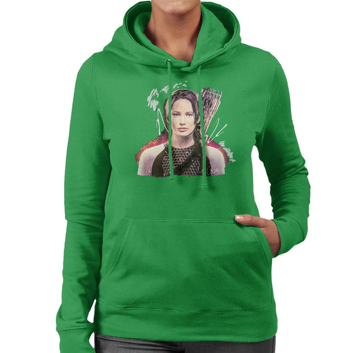 Sidney Maurer Original Portrait Of Jennifer Lawrence Hunger Games Womens Hooded Sweatshirt - Womens Hooded Sweatshirt