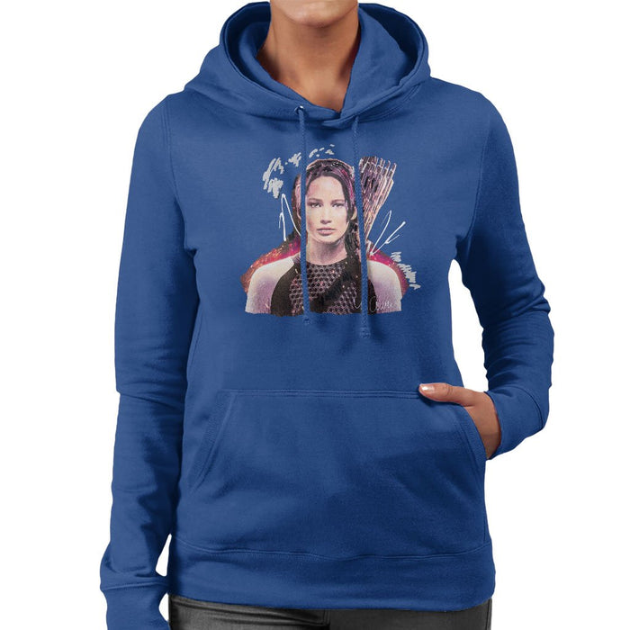 Sidney Maurer Original Portrait Of Jennifer Lawrence Hunger Games Womens Hooded Sweatshirt - Womens Hooded Sweatshirt
