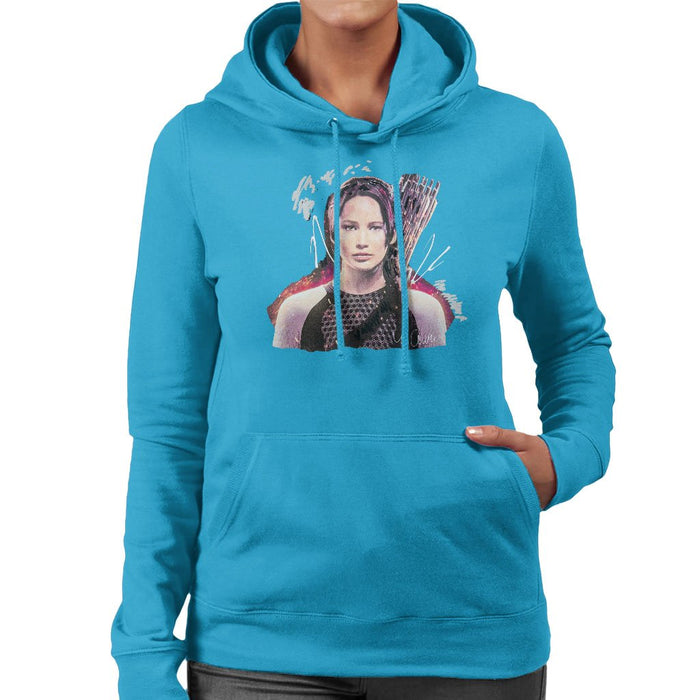 Sidney Maurer Original Portrait Of Jennifer Lawrence Hunger Games Womens Hooded Sweatshirt - Womens Hooded Sweatshirt