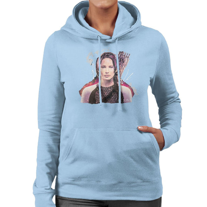 Sidney Maurer Original Portrait Of Jennifer Lawrence Hunger Games Womens Hooded Sweatshirt - Womens Hooded Sweatshirt