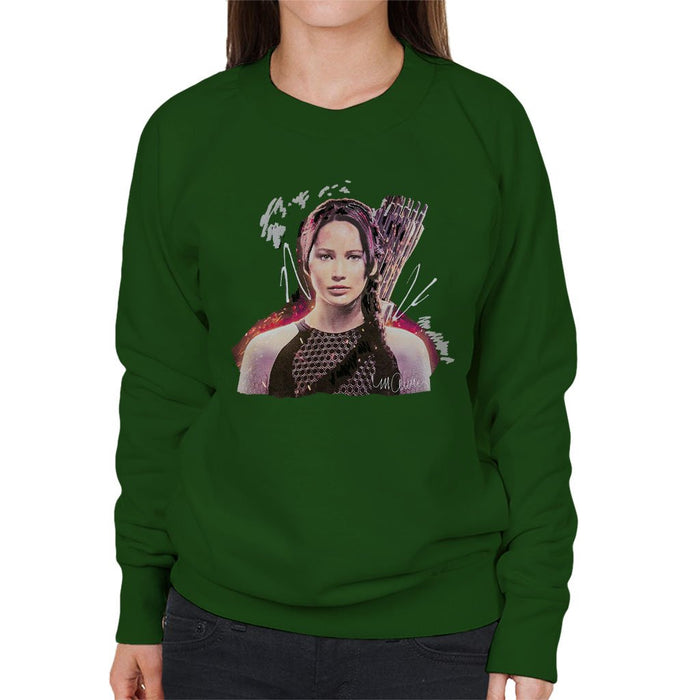 Sidney Maurer Original Portrait Of Jennifer Lawrence Hunger Games Womens Sweatshirt - Womens Sweatshirt