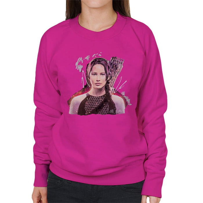Sidney Maurer Original Portrait Of Jennifer Lawrence Hunger Games Womens Sweatshirt - Womens Sweatshirt