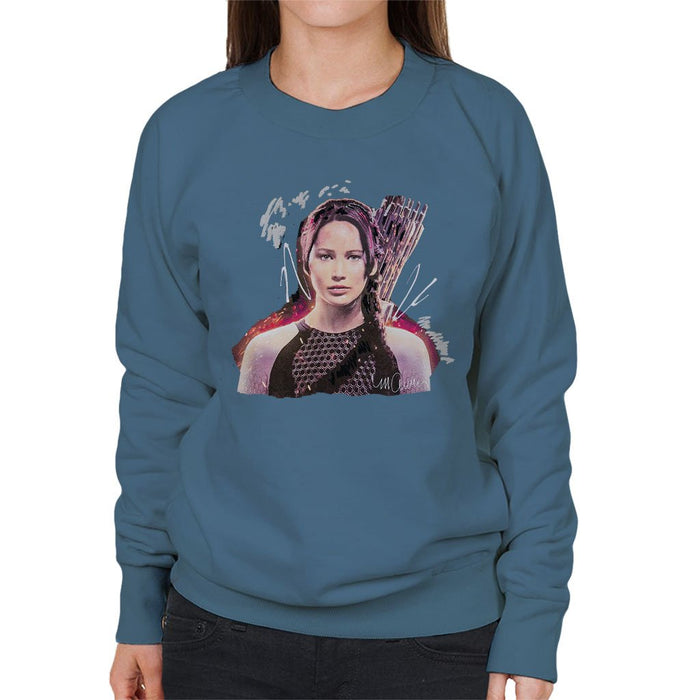 Sidney Maurer Original Portrait Of Jennifer Lawrence Hunger Games Womens Sweatshirt - Womens Sweatshirt