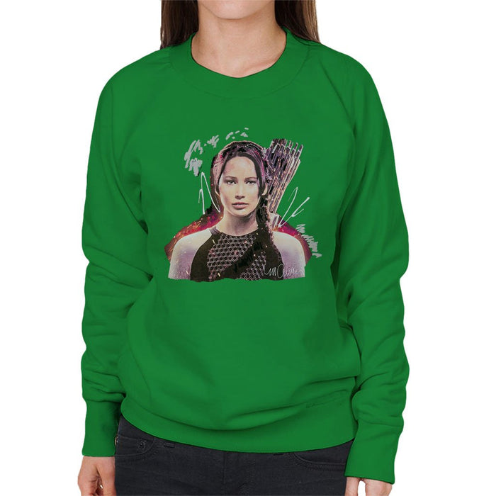 Sidney Maurer Original Portrait Of Jennifer Lawrence Hunger Games Womens Sweatshirt - Womens Sweatshirt