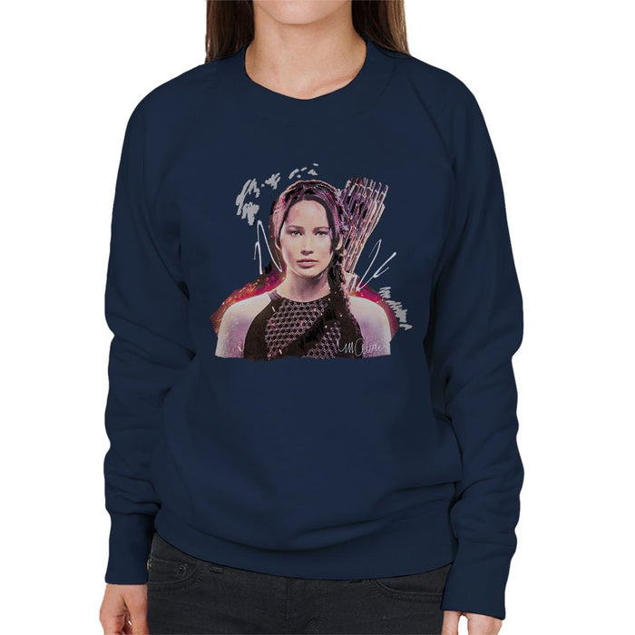 Sidney Maurer Original Portrait Of Jennifer Lawrence Hunger Games Womens Sweatshirt - Womens Sweatshirt