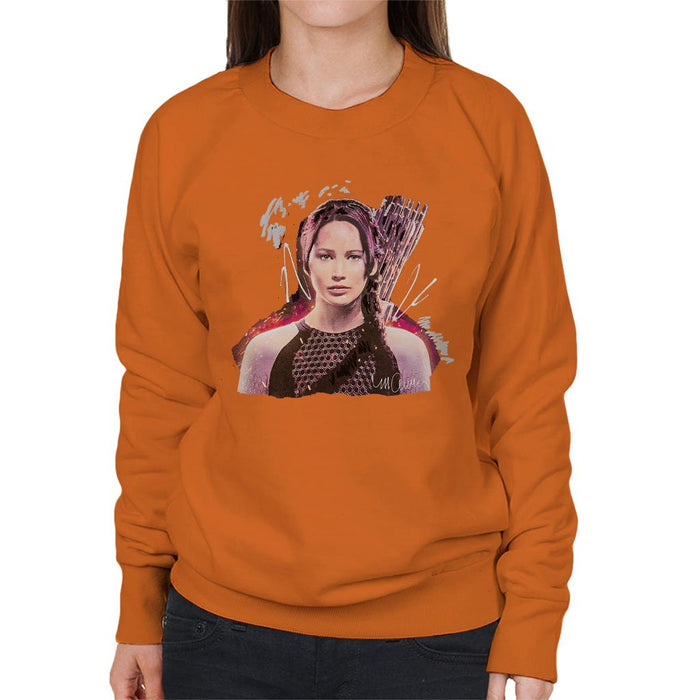 Sidney Maurer Original Portrait Of Jennifer Lawrence Hunger Games Womens Sweatshirt - Womens Sweatshirt