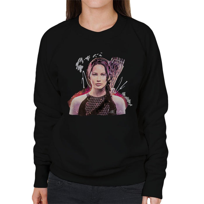 Sidney Maurer Original Portrait Of Jennifer Lawrence Hunger Games Womens Sweatshirt - Womens Sweatshirt