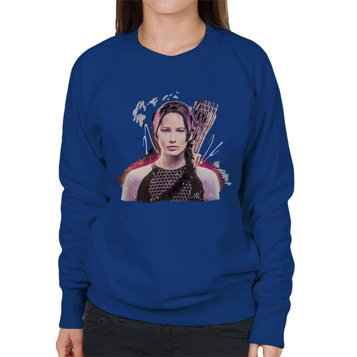 Sidney Maurer Original Portrait Of Jennifer Lawrence Hunger Games Womens Sweatshirt - Womens Sweatshirt