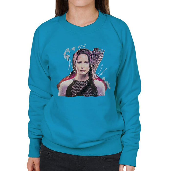 Sidney Maurer Original Portrait Of Jennifer Lawrence Hunger Games Womens Sweatshirt - Womens Sweatshirt