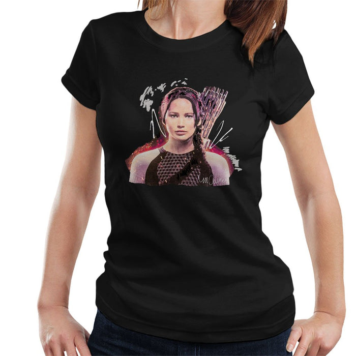 Sidney Maurer Original Portrait Of Jennifer Lawrence Hunger Games Womens T-Shirt - Womens T-Shirt