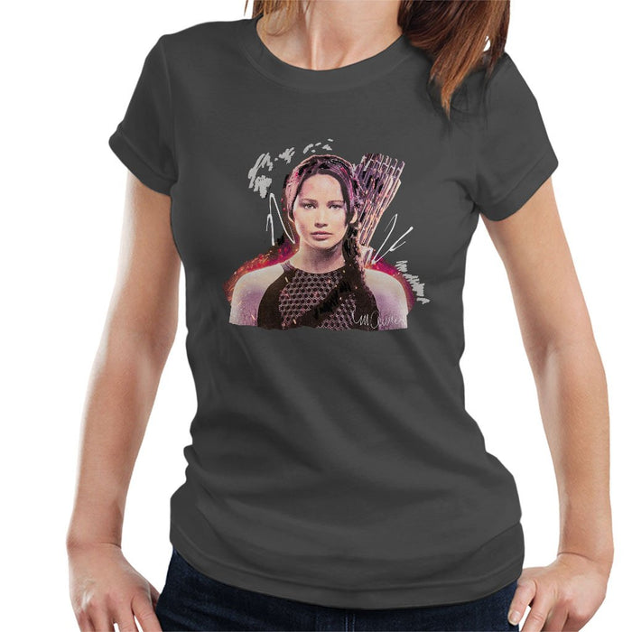 Sidney Maurer Original Portrait Of Jennifer Lawrence Hunger Games Womens T-Shirt - Womens T-Shirt