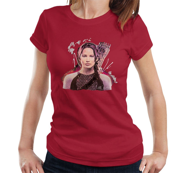 Sidney Maurer Original Portrait Of Jennifer Lawrence Hunger Games Womens T-Shirt - Womens T-Shirt