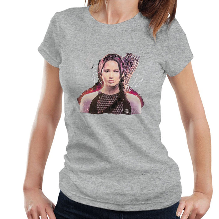 Sidney Maurer Original Portrait Of Jennifer Lawrence Hunger Games Womens T-Shirt - Womens T-Shirt